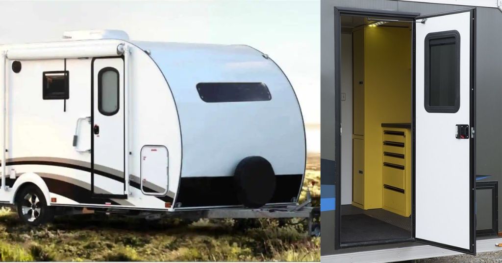 RV entrance door that is 69 inches tall