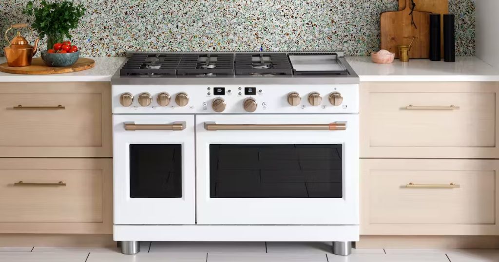 Side-by-side kitchen stove measuring 30 inches long