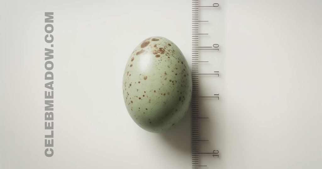 blue jay egg next to ruler showing 1 inch length