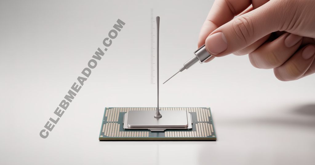 thermal paste being applied in a 1 inch line across a processor