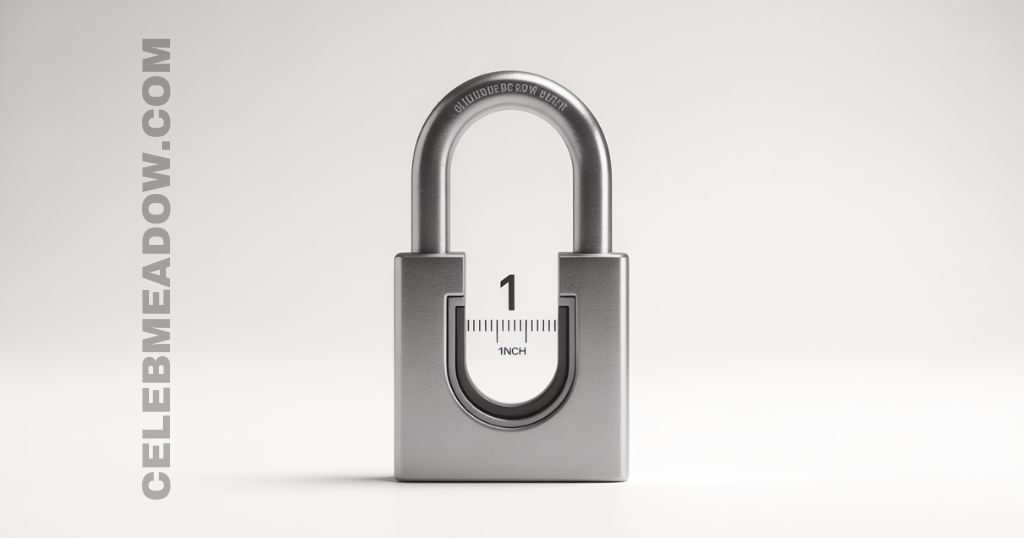 standard padlock with shackle open showing 1 inch internal clearance