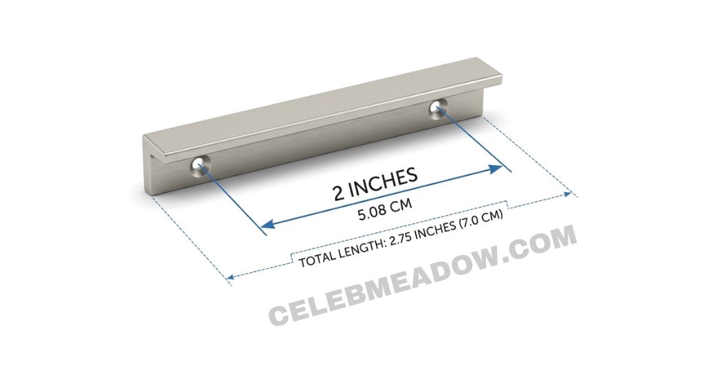 2-inch center-to-center cabinet pull measuring 2 inches in length