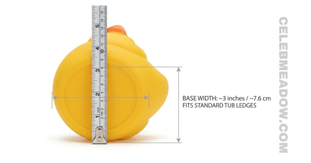 Classic yellow rubber duck with a base width of 3 inches