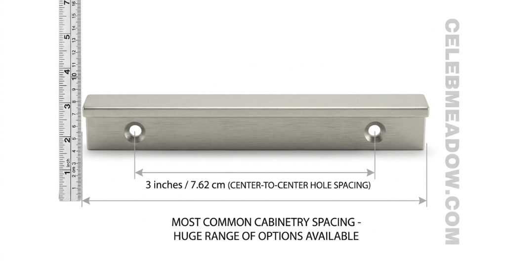 Drawer cabinet knob pull with 3-inch center-to-center spacing