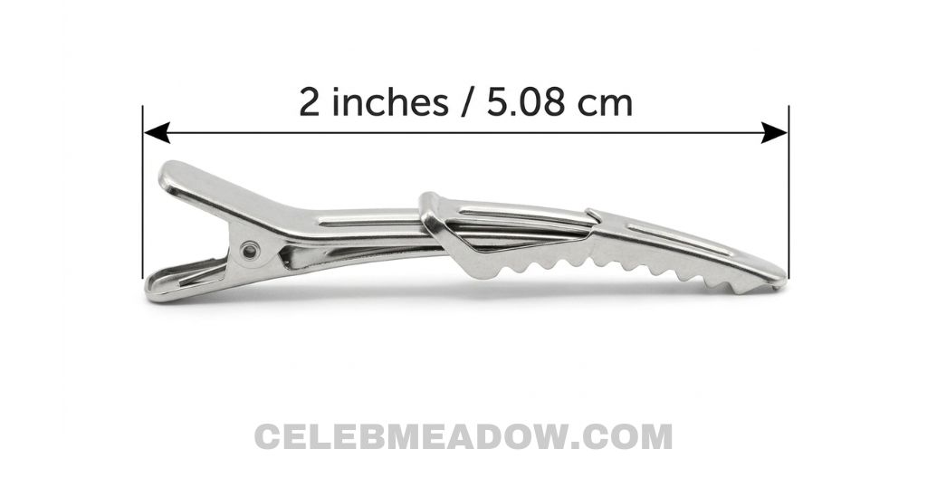 Standard alligator hair clip measuring 2 inches long