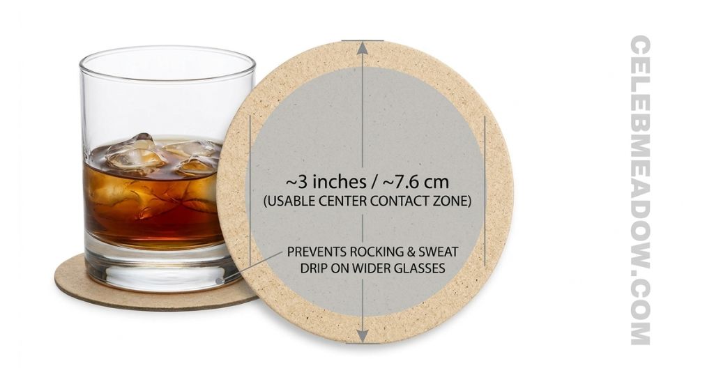 Standard pub coaster (glass contact zone), 3 inches long