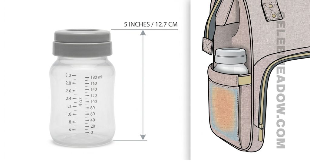A standard 4-ounce baby bottle standing upright at 5 inches tall, nipple removed