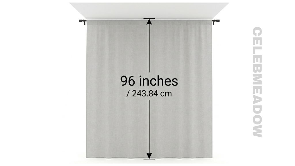 Floor-Length Drop Curtain Panel that is 96 Inches long