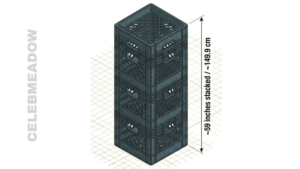 Four-and-a-Half Stacked Milk Crates 59 Inches long
