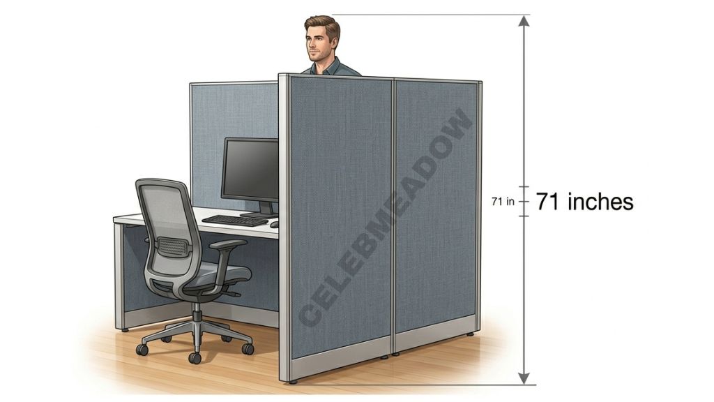 Office Cubicle High-Wall Partition that is 71 Inches tall