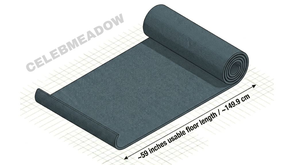 Rolled-Up Yoga Mat on the Floor 59 Inches long