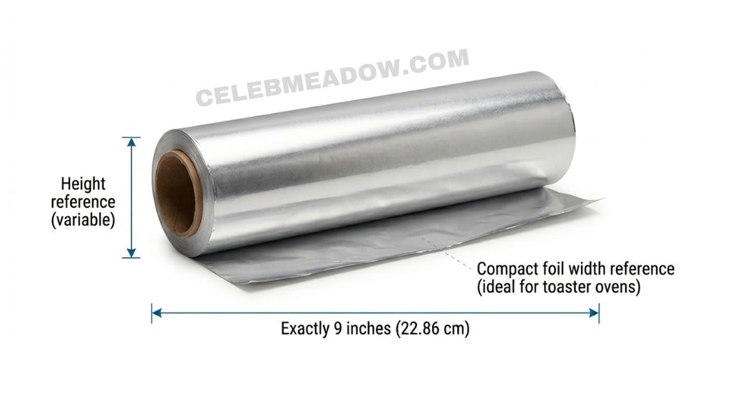 Reynolds Wrap compact aluminum foil roll showing exactly 9-inch width