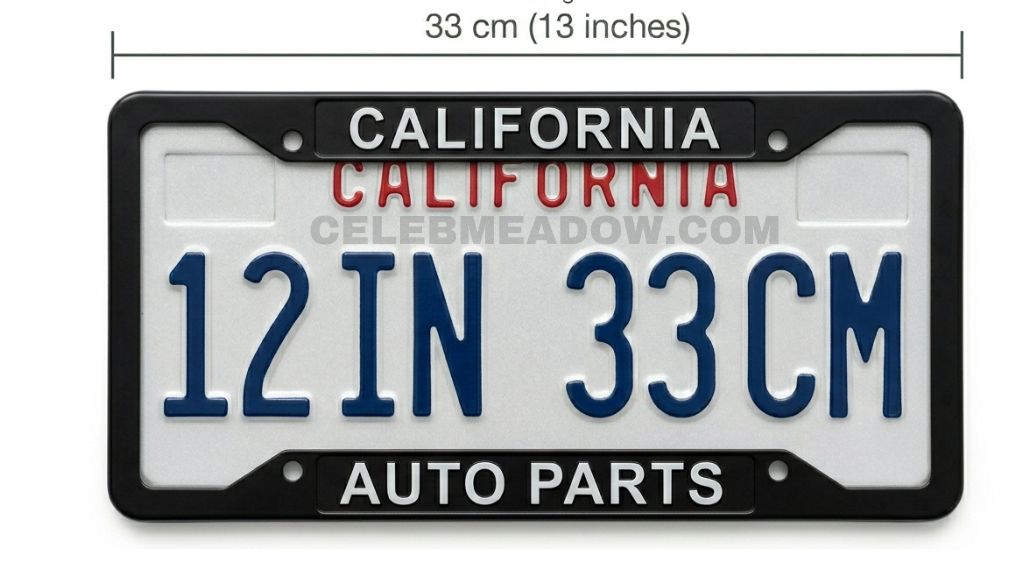 Car License Plate with Frame (Length) that is 13 Inches long