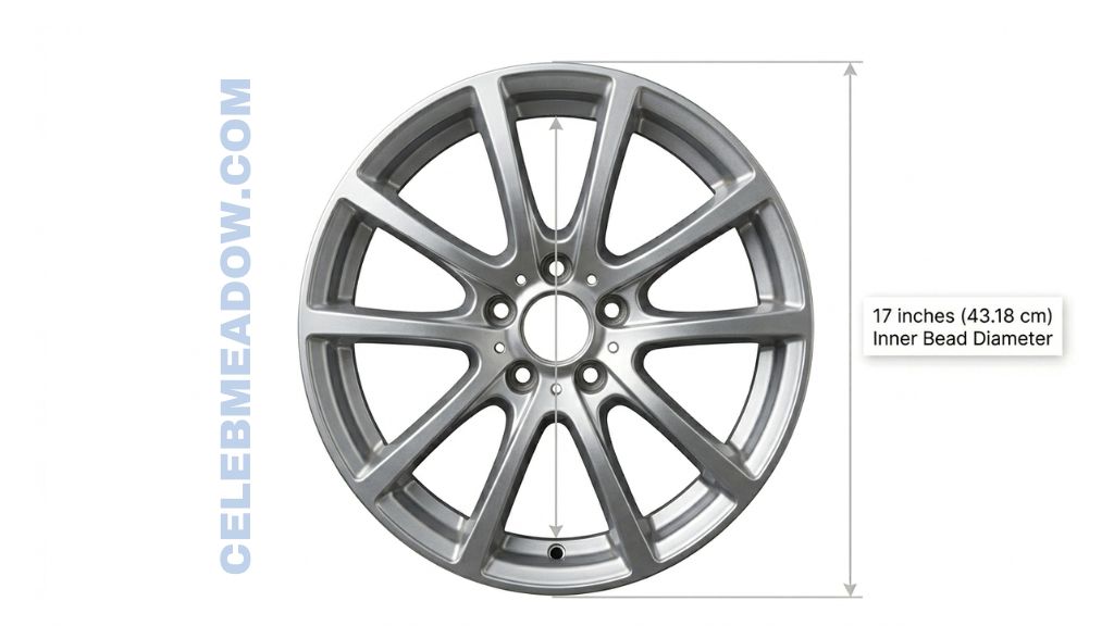 Car Tire Rim (Inner Diameter) that is 17 Inches Long