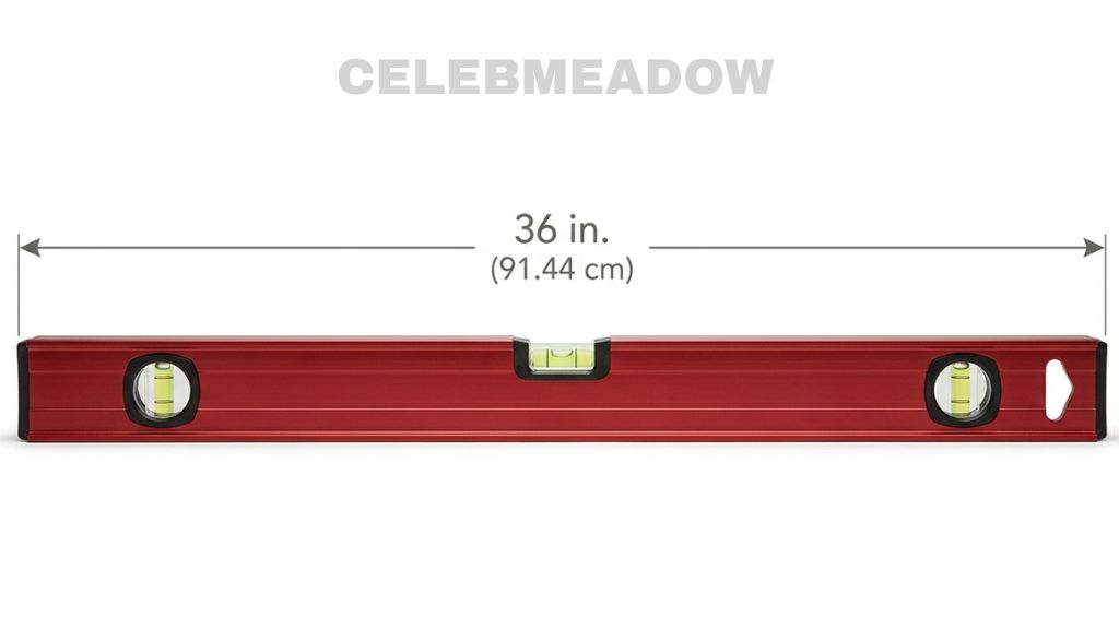 Carpenter's aluminum spirit level measuring exactly 36 inches in length