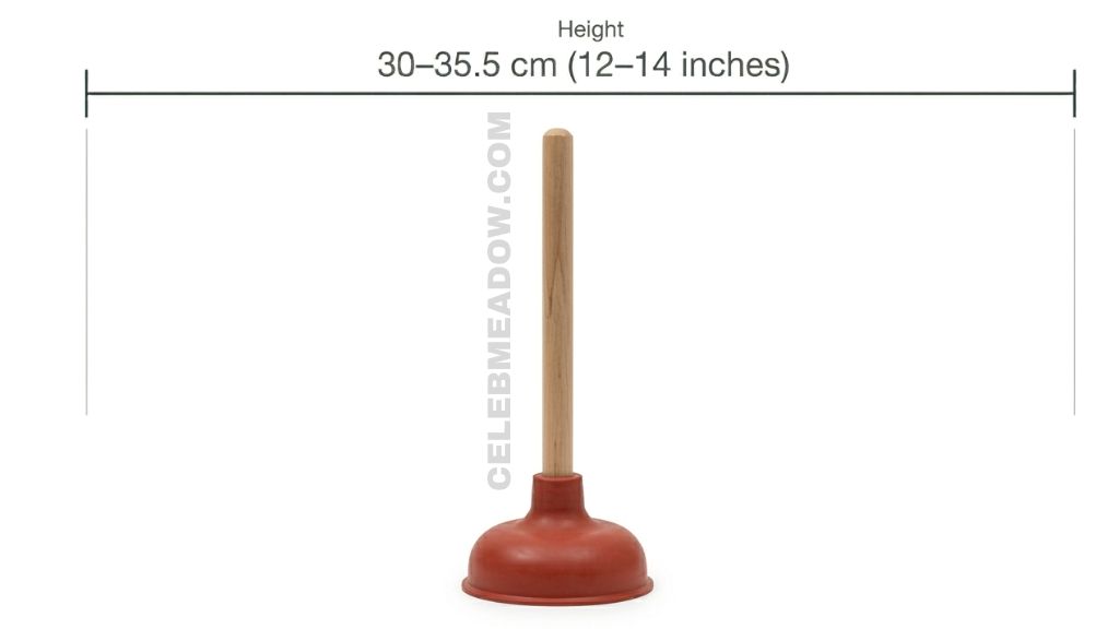 Compact Bathroom Plunger (Total Height) that is 13 Inches long