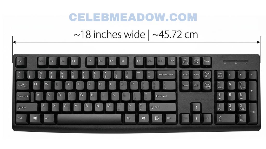 Full-Size Desktop Keyboard Width that is 17 Inches Long