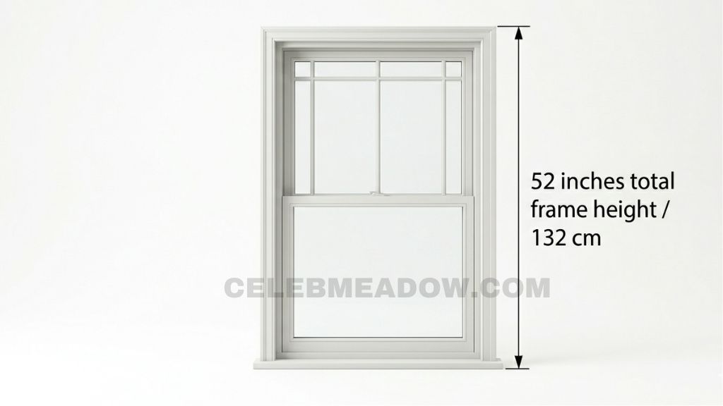 Residential double-hung window with 4044 code showing 52-inch total frame height from sill to top of upper frame