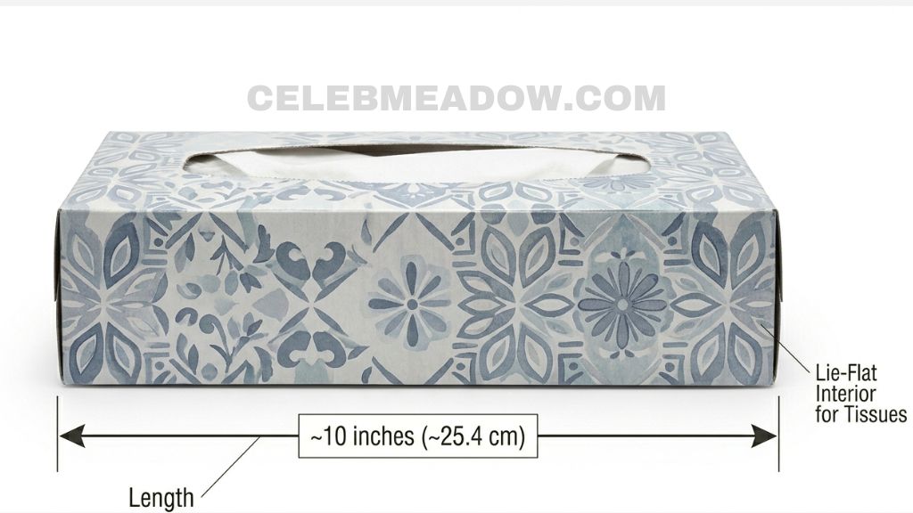 Kleenex family-size rectangular tissue box approximately 10 inches long