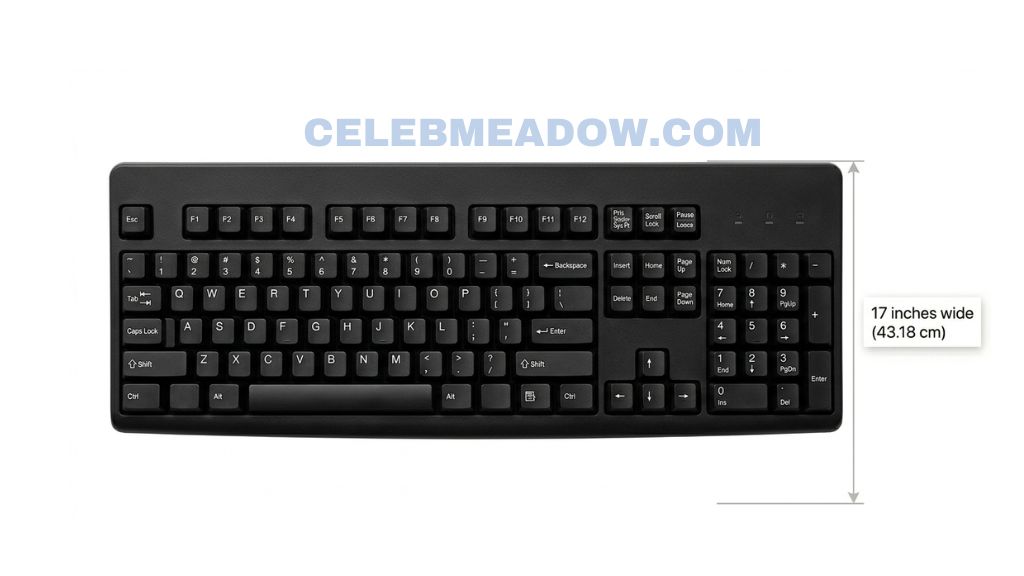 Full-Size Desktop Keyboard (Width) that is 17 Inches Long