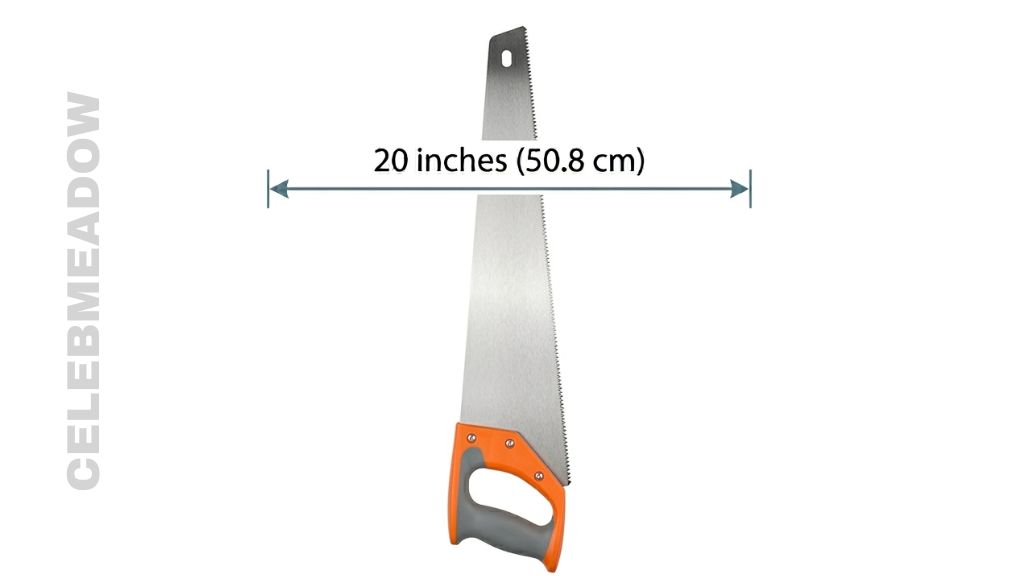A standard panel hand saw with a blade length of exactly 20 inches