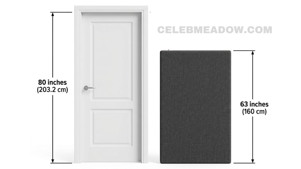 Standard 80-inch interior door with 63-inch height marked showing 17 inches of clearance at top
