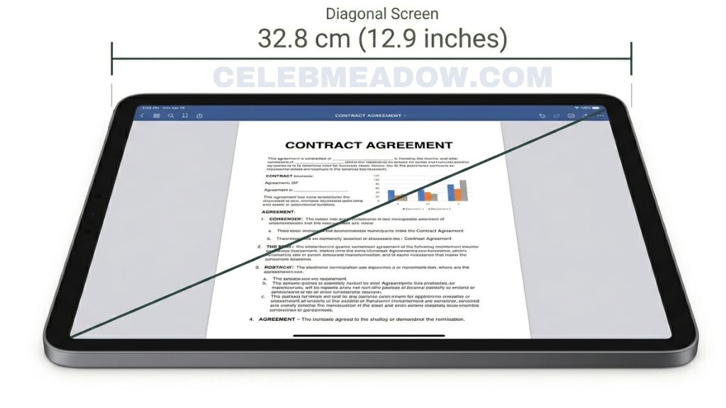 iPad Pro 12.9-Inch (Screen Diagonal) measuring 13 Inches long