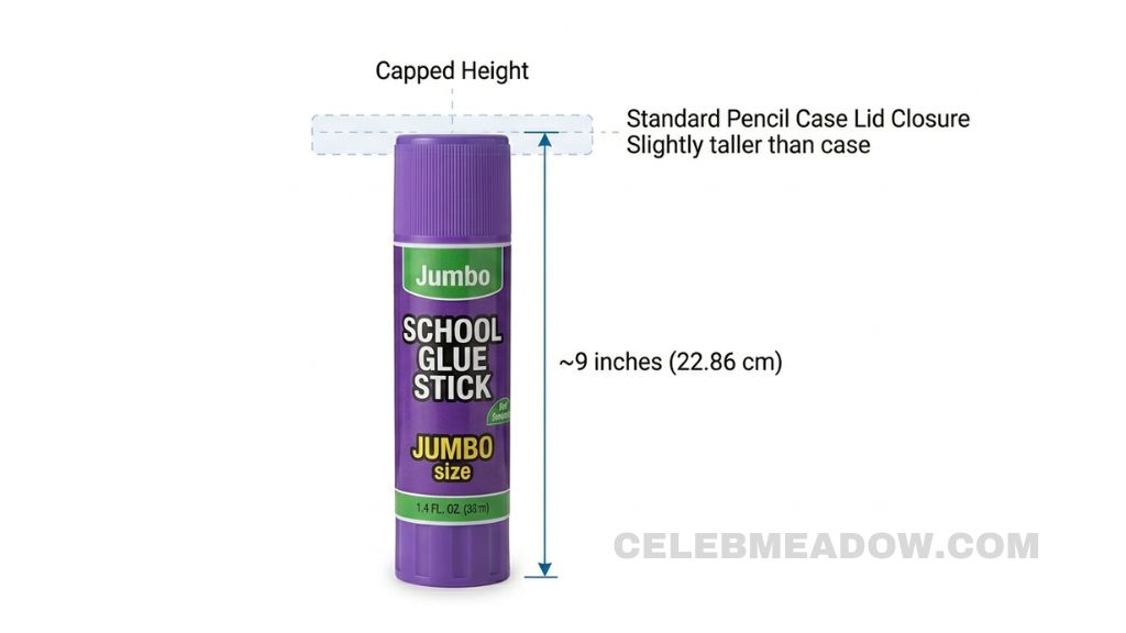  Large 1.4-ounce school glue stick standing upright with cap on at approximately 9 inches long