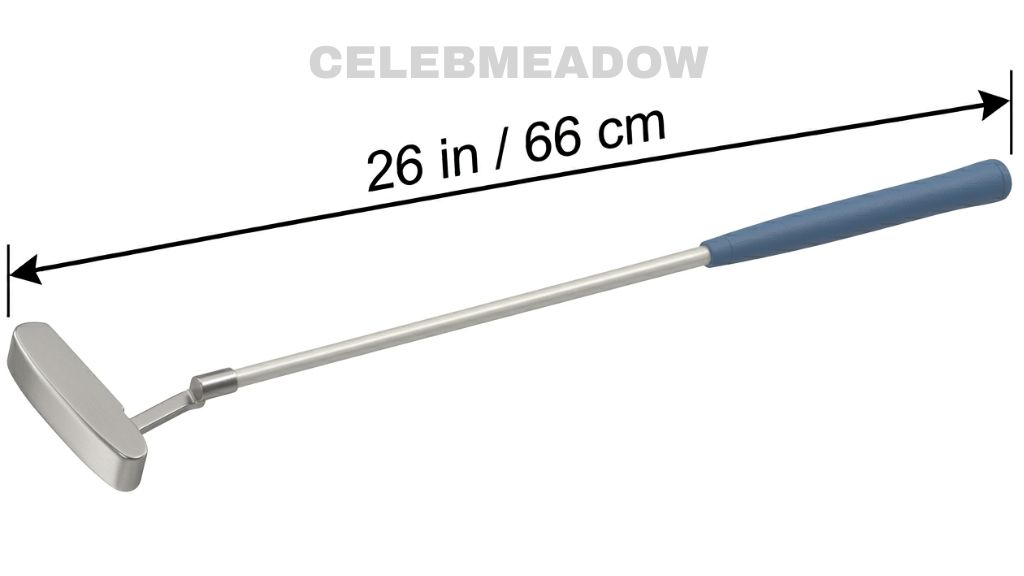 26-inch junior golf putter shown beside a child aged 4 to 7 in putting stance