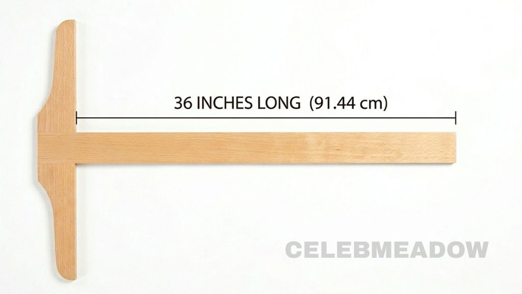 36-inch T-square draftsman tool laid flat across a drafting board