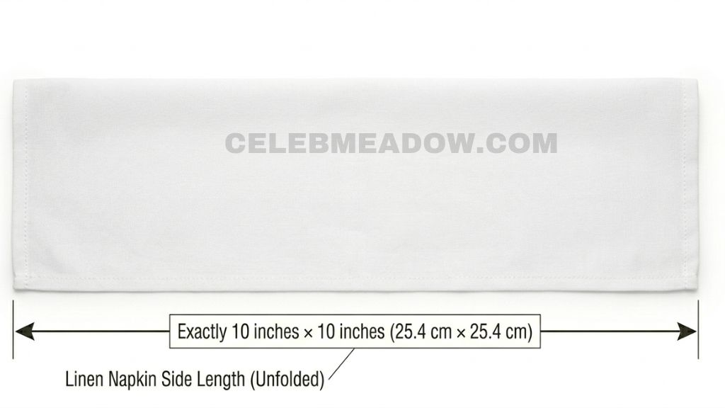 Square luncheon napkin unfolded flat showing 10-inch by 10-inch long dimensions