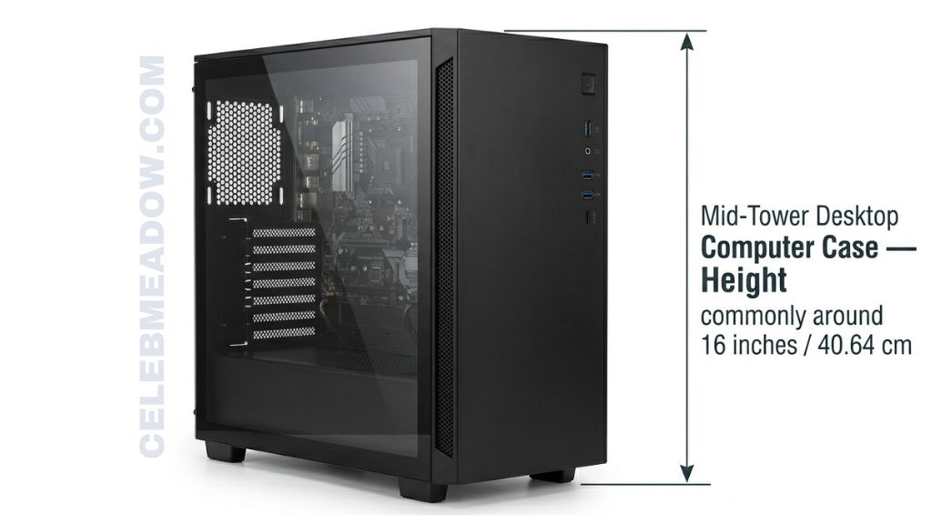 Mid-Tower Desktop Computer Case that is 16 Inches Long