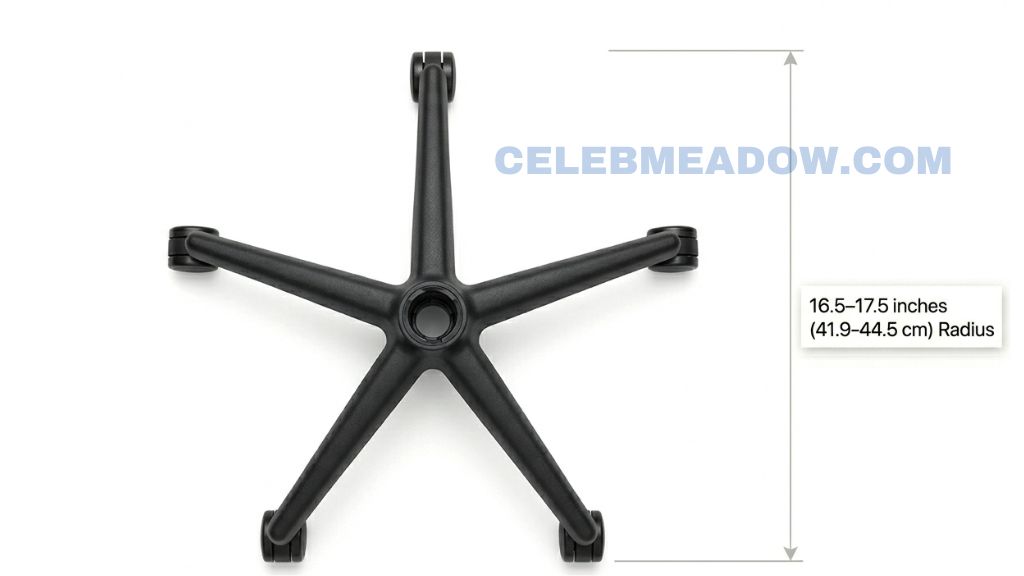 Office Chair Base Wheel Span (Radius) that is 17 Inches Long