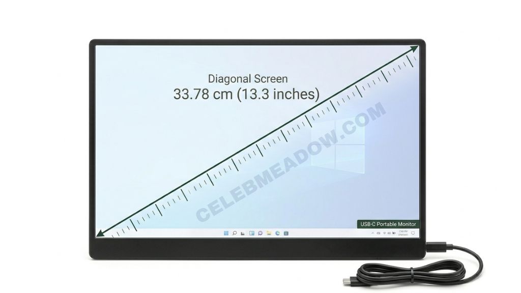 Portable USB-C Monitor (Screen Diagonal) that measure 13 Inches long