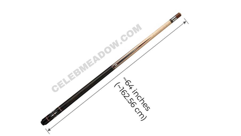 64-inch tall full-length professional snooker cue resting on a pool table