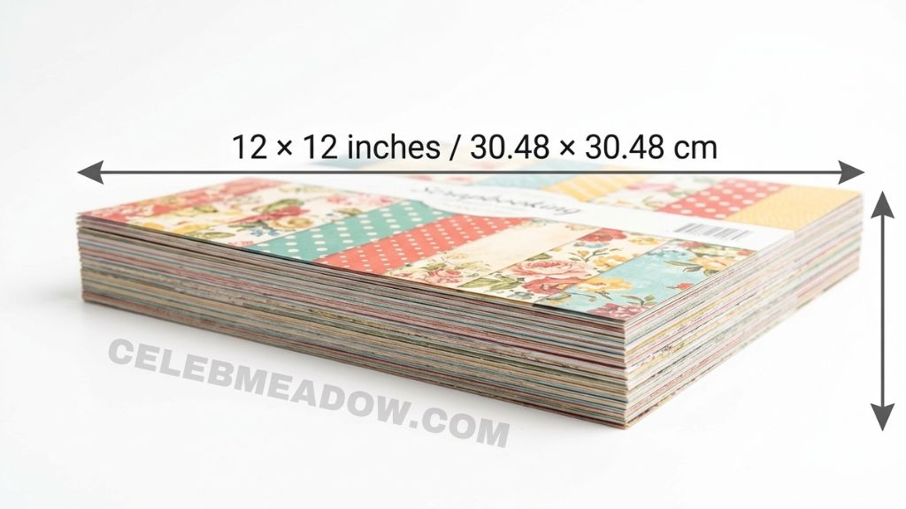 Square 12x12 inch scrapbooking paper sheet lying flat on a craft table
