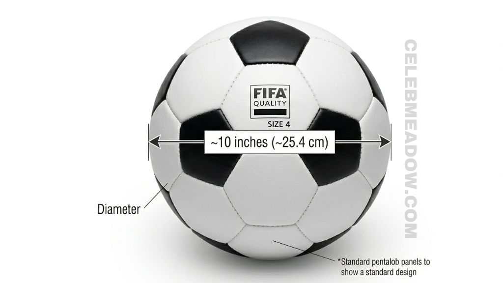 FIFA Size 4 youth soccer ball with approximately 10-inch big diameter
