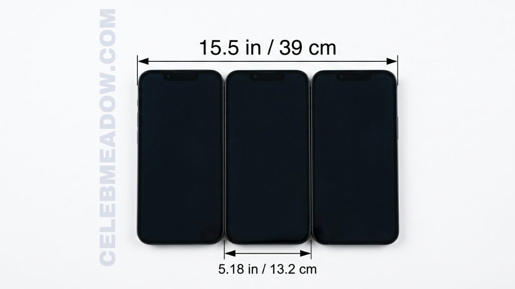 Three iPhone Minis Laid End to End measures 15 Inches Long