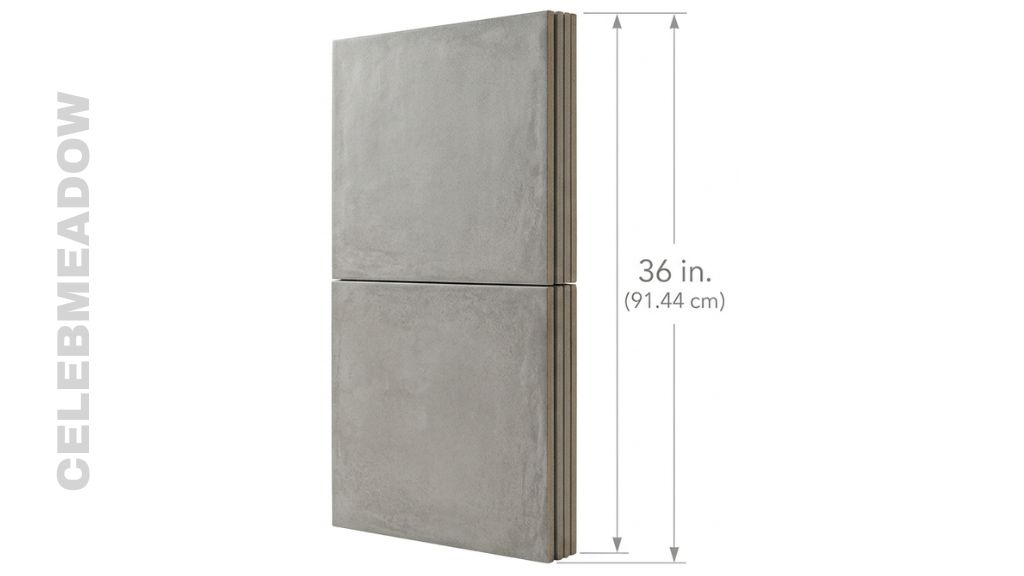Two 18x18 inch ceramic floor tiles stacked vertically to show 36 inches height