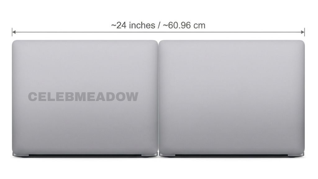 Two Standard Laptops Lined Up 24 Inches Long