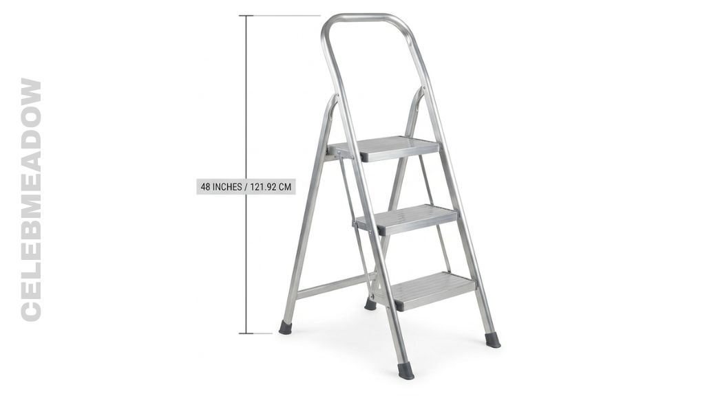 3-Step Aluminum Step Stool (Total Height) that is 48 Inches Tall