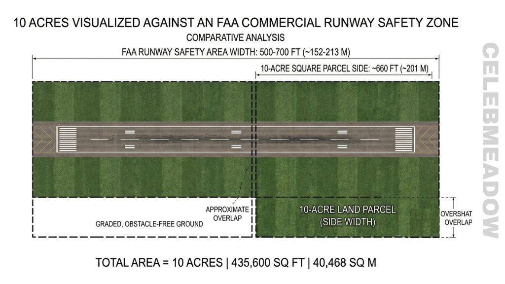 A Commercial Airport Runway Safety Zone That Is About 10 Acres in Size