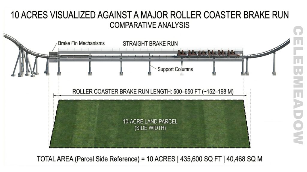 A Large Roller Coaster Brake Run That Is About 10 Acres in Size