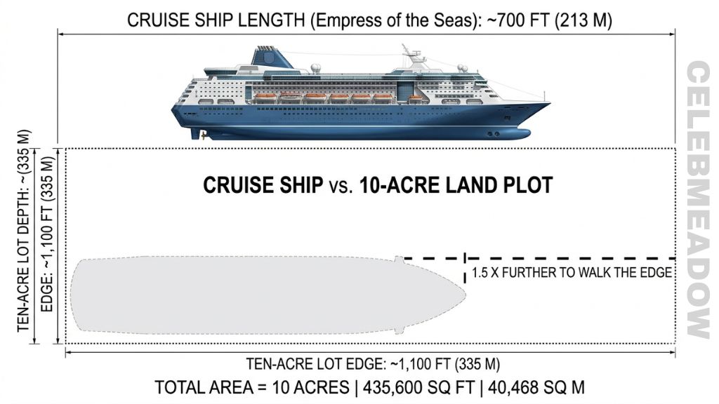 A Passenger Cruise Ship That Is About 10 Acres in Size