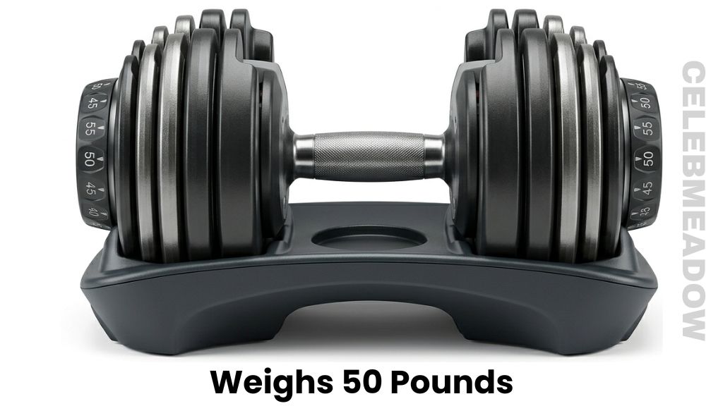A Single Heavy Adjustable Dumbbell Set to 50 lbs Weigh 50 Pounds