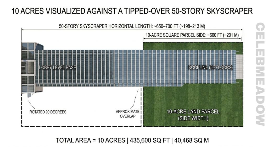 A Standard 50-Story Skyscraper That Is About 10 Acres in Size