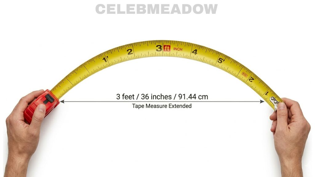 A Tape Measure Extended to 3 Feet That is 3 Feet Tall
