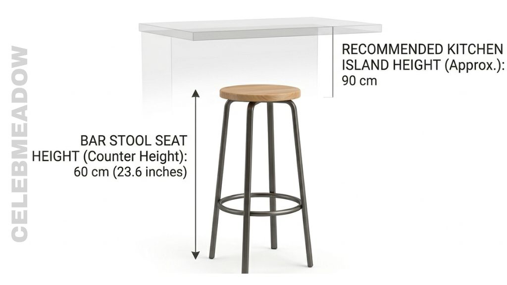 Bar Stool Seat Height 60 cm Tall