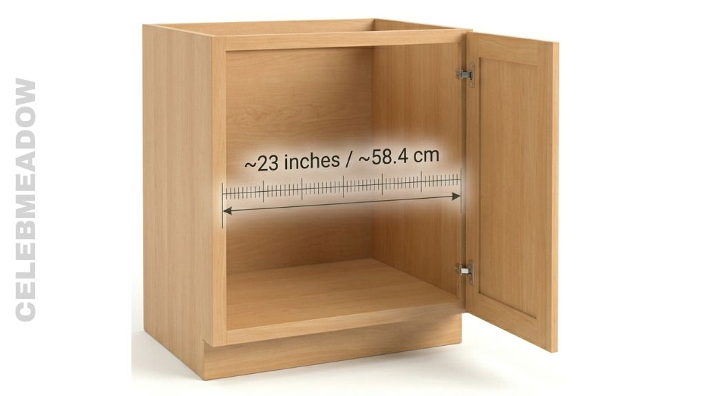 Base Kitchen Cabinet Interior Depth that is 23 Inches Long