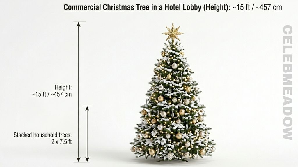 Commercial Christmas Tree in a Hotel Lobby That Is 15 Feet Tall